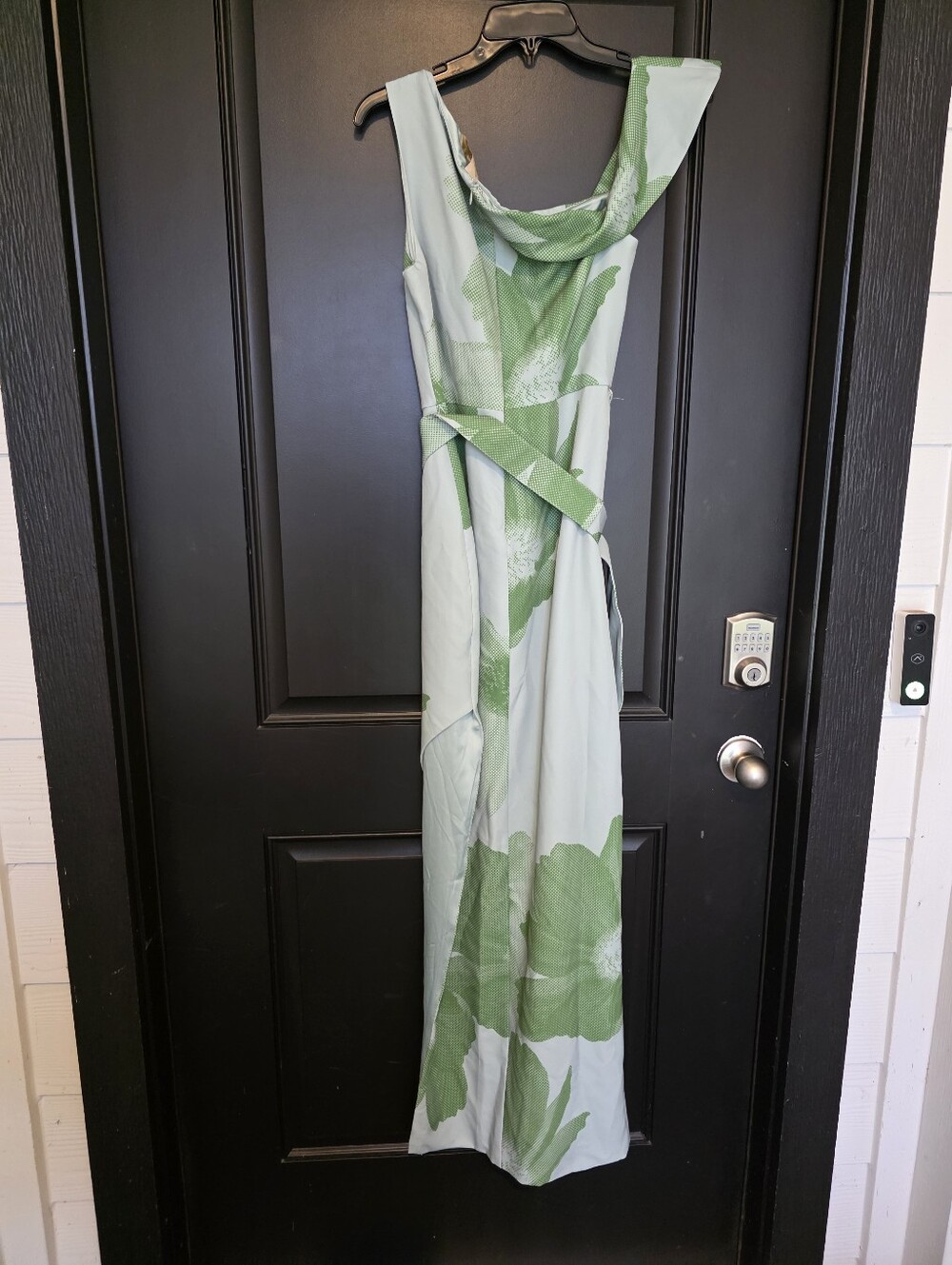 NWT Jewel Badgley Mischka Floral Maxi Dress Green Blue Belted Wedding Guest $198 - Picture 11 of 13